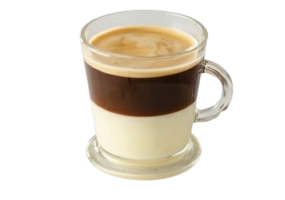 Café bombon en una taza de cristal